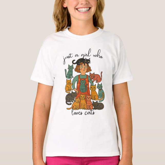 T-shirt Just A Girl Who Loves Cats - Cute Cat Lover (Devant)