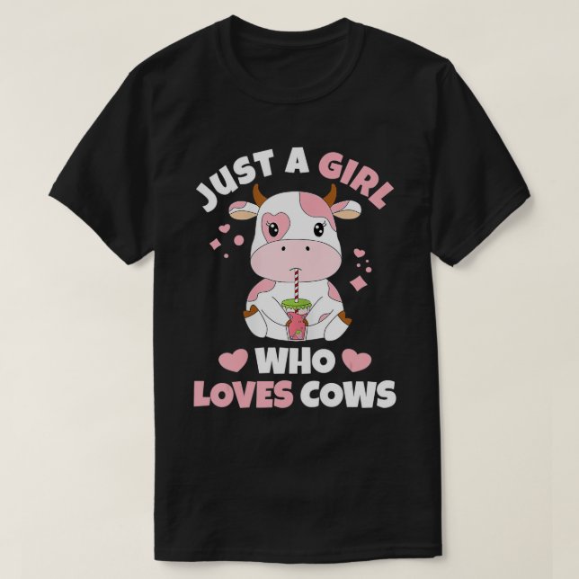 T-shirt Just A Girl Who Loves Cows Cute Strawberry Cow (Design devant)