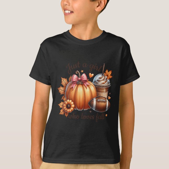 T-shirt Just A Girl Who Loves Fall Pumpkin Football Cozy A (Devant)