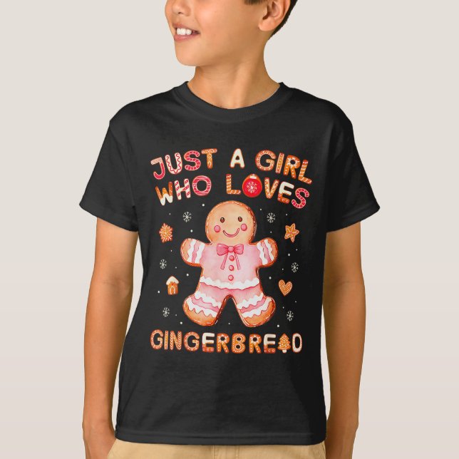 T-shirt Just A Girl Who Loves Gingerbread Man Funny Christ (Devant)