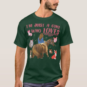 T-shirt Just A Girl Who Loves Horse Dogs Cats Fo Wolves Li