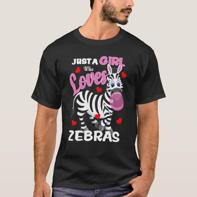 T-shirt Just A Girl Zebra Fun Zoo Cute Zebra Bubble Gum (Devant)