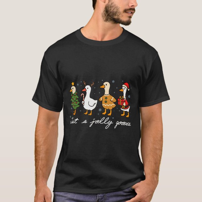 T-shirt Just A Jolly Cute Goose Funny Merry Goosemas Chris (Devant)