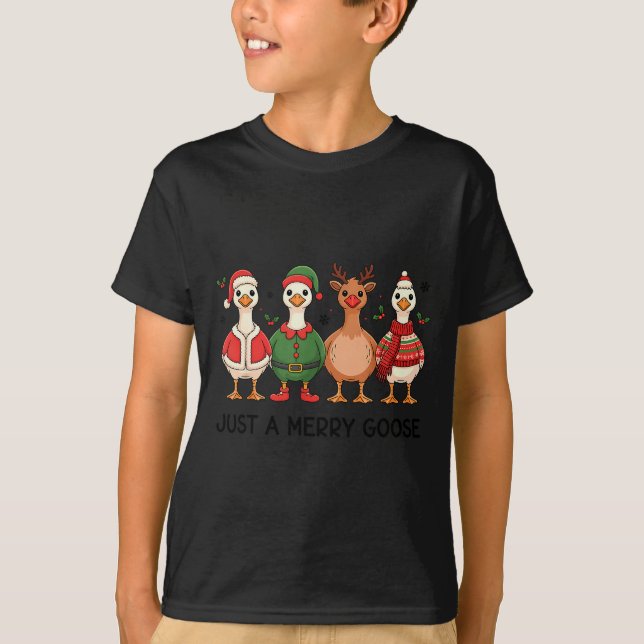 T-shirt Just A Merry Goose Christmas Funny Holiday Farm An (Devant)
