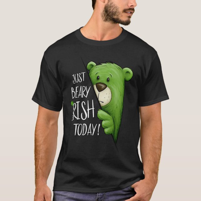 T-shirt Just Beary Irish Today St patrick d'ours Cool vert (Devant)