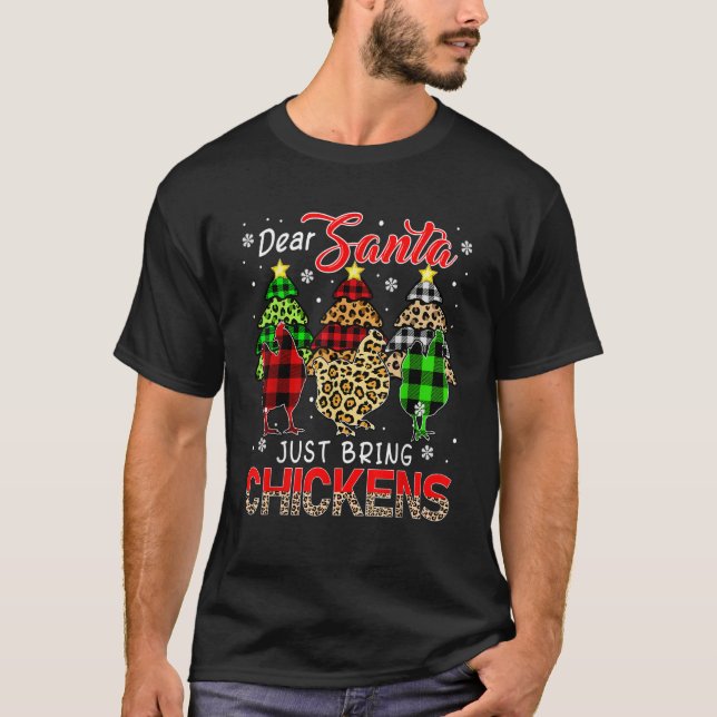 T-shirt Just Bring Chickens Three Leopard Plaids Chickens  (Devant)