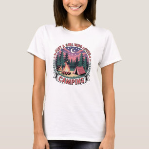T-shirt Just Girl aime l'aventure de camping