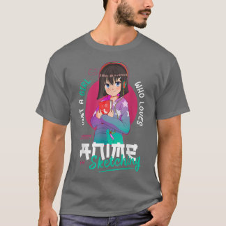 T-shirt Just Girl Love Anime Sketching Ramen Manga Otaku