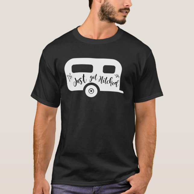 T-shirt Just Got Hitched Bride Groom Camping Couple weddin (Devant)