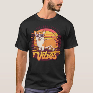 T-shirt Just Here For The Vibes Dog Glaceses Summer Cool S