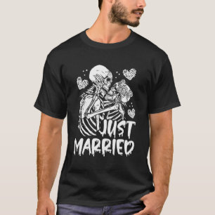 T-shirt Just Married Halloween Skeleton Bride And Groom We
