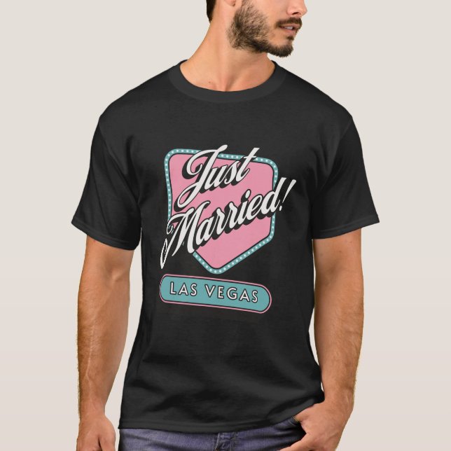 T-shirt Just Married Las Vegas Mariage Mariée Mari  (Devant)