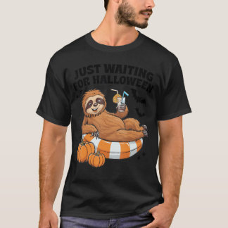T-shirt Just Waiting For Halloween Cute Lazy Sloth Hallowe