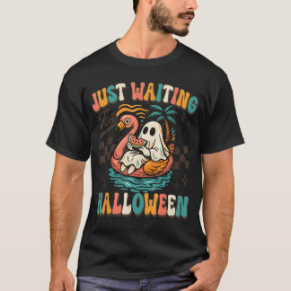 T-shirt Just Waiting For Halloween Skeleton Spooky Summer
