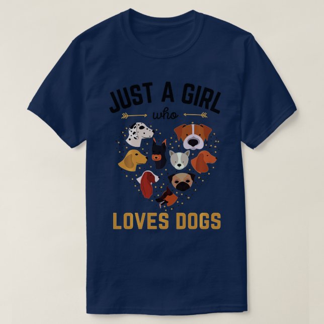 T-shirt Juste A Girl Who Loves Dogs Funny Cute Puppy Pe (Design devant)