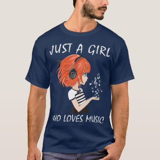 T-shirt Juste A Girl Who Loves Music Cute Girl Teen Karaok