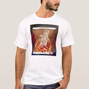 T-shirt Juste chaton autour dans la boîte à pizza
