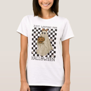 T-shirt Juste en attendant Halloween Fantôme