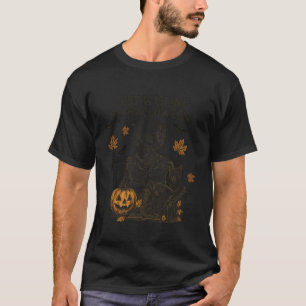T-shirt Juste en attendant Halloween Squelette Chat Citrou