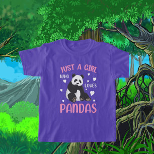 T-shirt Juste fille aime les pandas mot art