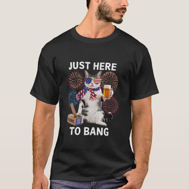 T-shirt Juste Ici Pour Bang USA Drapeau Drôle Bière Drôle  (Devant)