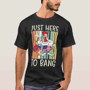 T-shirt Juste ici pour claquer drapeau États-Unis poulet f