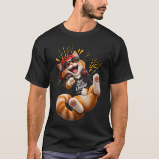 T-shirt Juste ici pour rire – Chat drôle