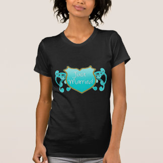 T-shirt Juste Marié Aqua et Bouclier d'or avec Flourds