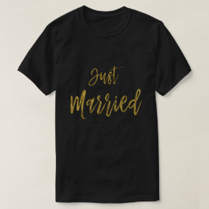 T-shirt Juste marié Gold Foil Typographie Chemise