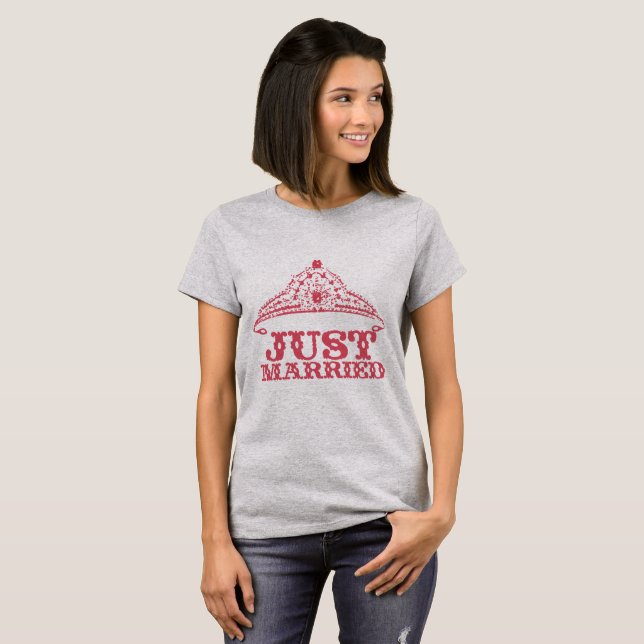 T-shirt Juste marié Princesse mariée Tiara Mariages (Devant entier)