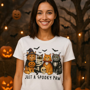 T-shirt Juste un chat d'Halloween Paw Éffrayant