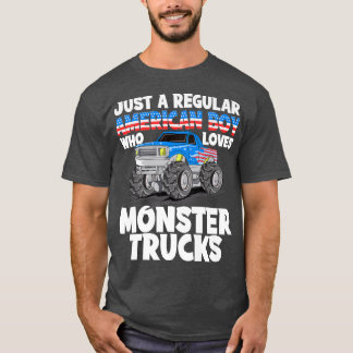 T-shirt Juste Un Garçon Américain Régulier Qui Aime Monste