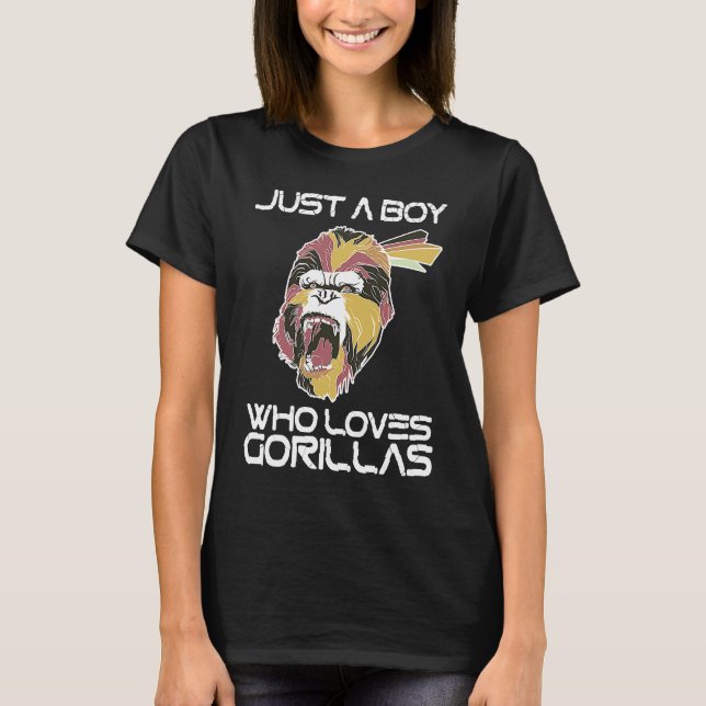 T-shirt Juste Un Garçon Qui Aime Gorillas Plus Grand Prima (Devant)