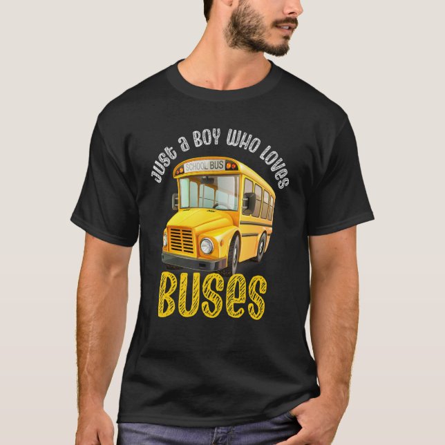 T-shirt Juste Un Garçon Qui Aime L'École Bus Mignonne Bus  (Devant)