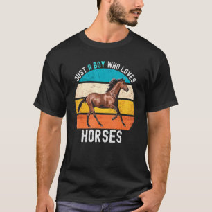 T-shirt Juste Un Garçon Qui Aime Les Chevaux Rétro Cheval 