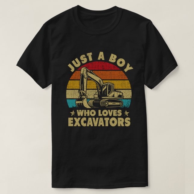 T-shirt Juste Un Garçon Qui Aime Les Excavateurs Construct (Design devant)