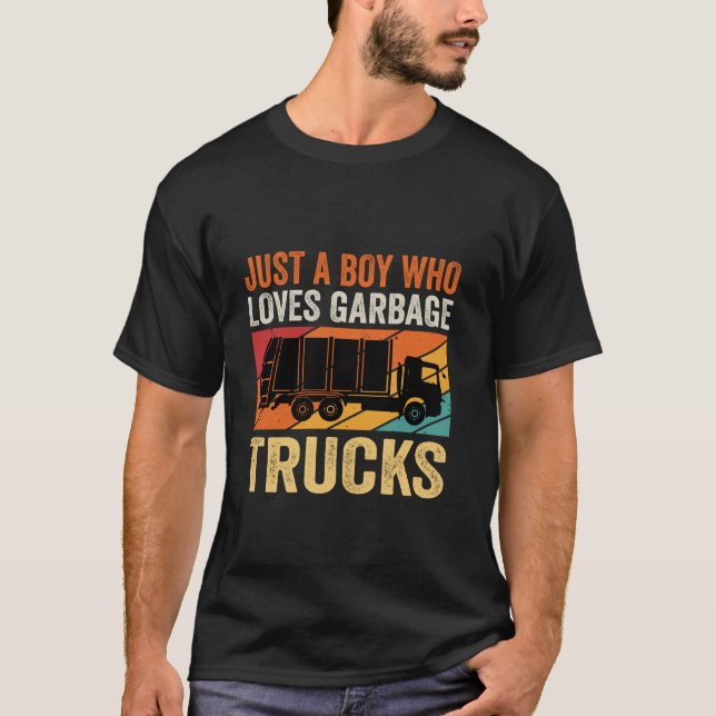 T-shirt Juste Un Garçon Qui Aime Les Garbage Trucks Funny  (Devant)