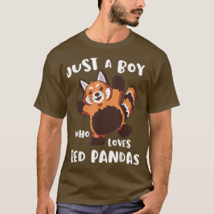 T-shirt Juste Un Garçon Qui Aime Les Pandas Rouges Mignonn