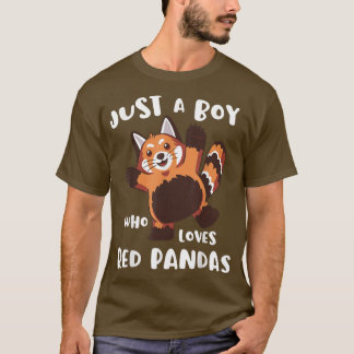 T-shirt Juste Un Garçon Qui Aime Les Pandas Rouges Mignonn