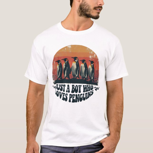 T-shirt Juste un garçon qui aime les pingouins (Devant)