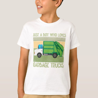 T-shirt Juste Un Garçon Qui Aime Les Poubelles Trucks Drôl