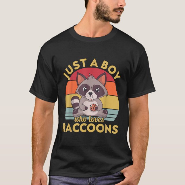 T-shirt Juste un garçon qui aime les Raccoons (Devant)