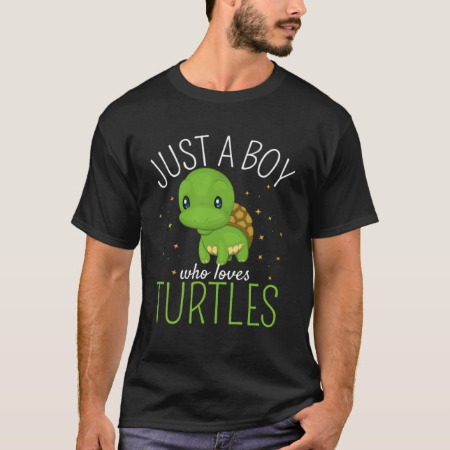 T-shirt Juste Un Garçon Qui Aime Les Tortues Élevant Des P (Devant)