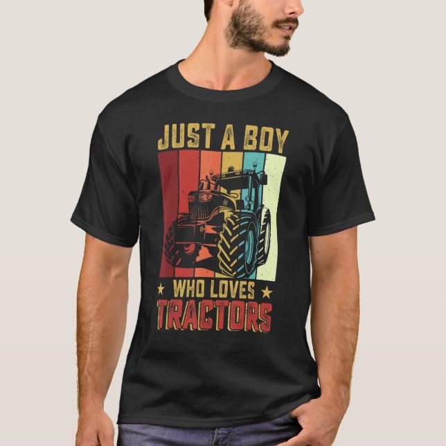 T-shirt Juste Un Garçon Qui Aime Les Tracteurs Agricole Le (Devant)