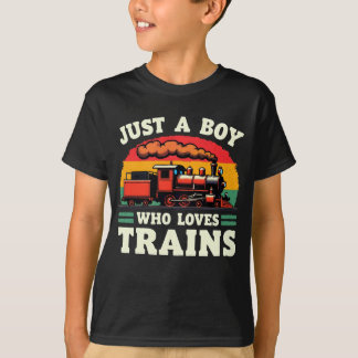 T-shirt Juste Un Garçon Qui Aime Les Trains Vintage Train