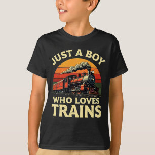 T-shirt Juste Un Garçon Qui Aime Les Trains Vintage Train 