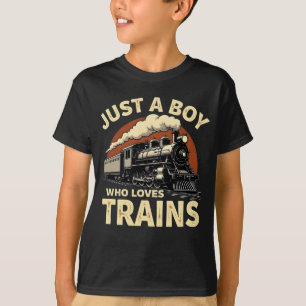T-shirt Juste Un Garçon Qui Aime Les Trains Vintage Train 