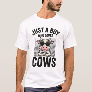 T-shirt Juste un garçon qui aime les vaches Design de chem