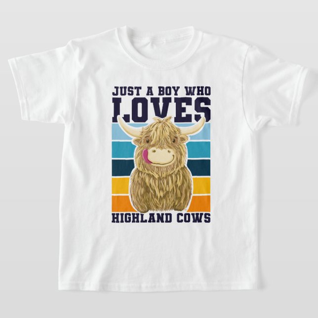 T-shirt Juste Un Garçon Qui Aime Les Vaches Highland (Poser)