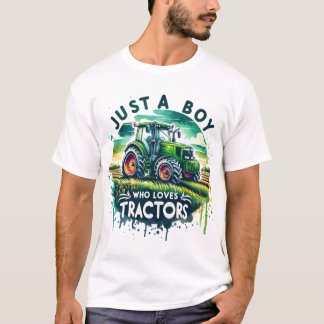 T-shirt Juste Un Garçon Qui Aime Tracteurs T-Shirt, Annive